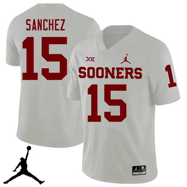 Jordan Brand Men #15 Zack Sanchez Oklahoma Sooners 2018 College Football Jerseys Sale-White - Click Image to Close